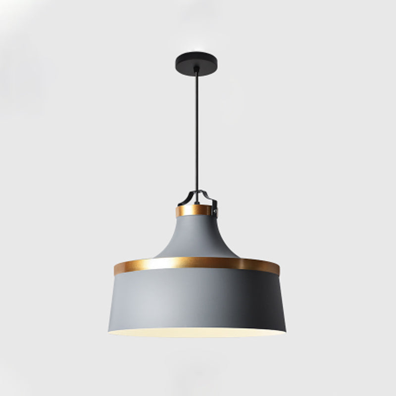 Modern Drum Metal Pendant Light in Grey/White/Blue - Ideal for Dining Room