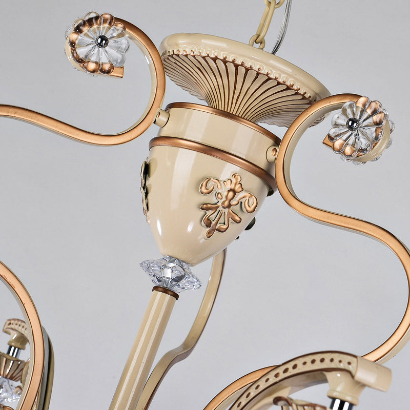 Lustre suspendu en verre taillé de style Tiffany avec 8/11 lumières en forme de dôme en orange/bleu/bleu foncé, 31,5"/37,5" de large