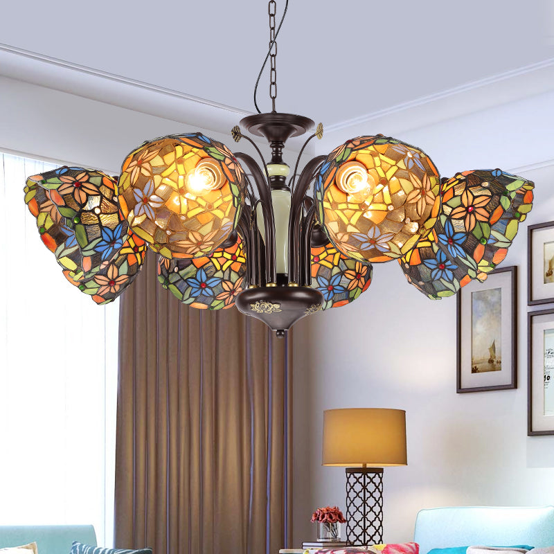Lustre suspendu en verre taillé de style victorien en bronze pour salon - 3/6/8 lumières