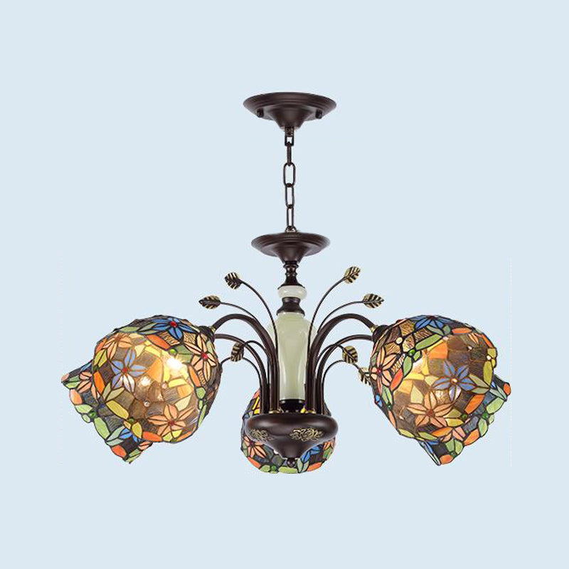 Lustre suspendu en verre taillé de style victorien en bronze pour salon - 3/6/8 lumières