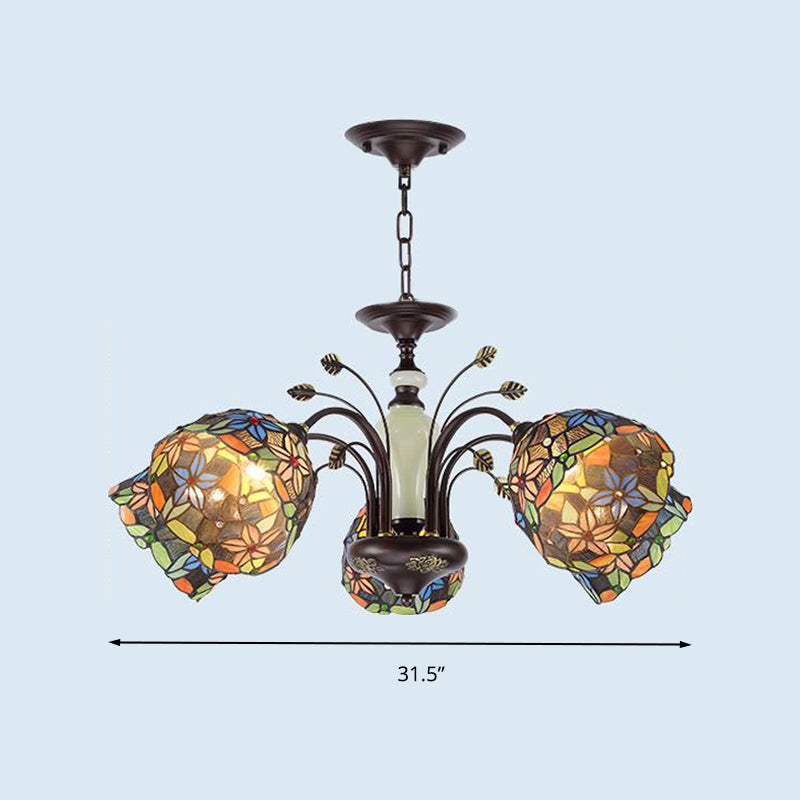 Lustre suspendu en verre taillé de style victorien en bronze pour salon - 3/6/8 lumières