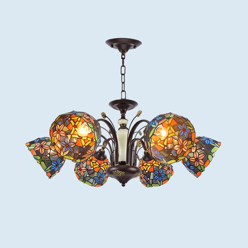 Lustre suspendu en verre taillé de style victorien en bronze pour salon - 3/6/8 lumières