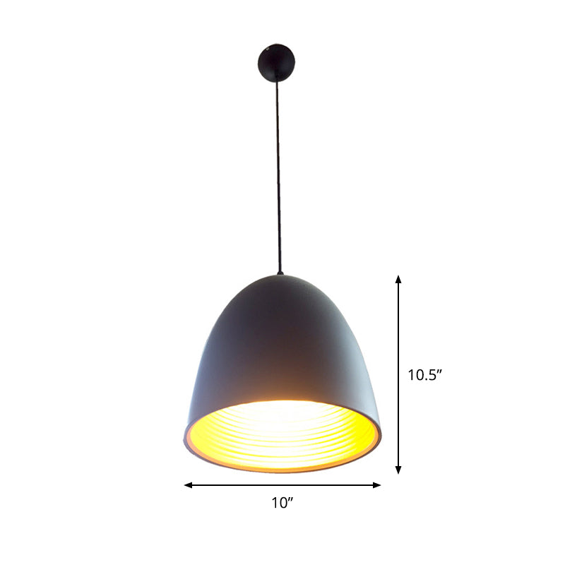 Sleek Black Domed Pendant Light – Minimalist Metal Hanging Lamp Kit for Restaurants