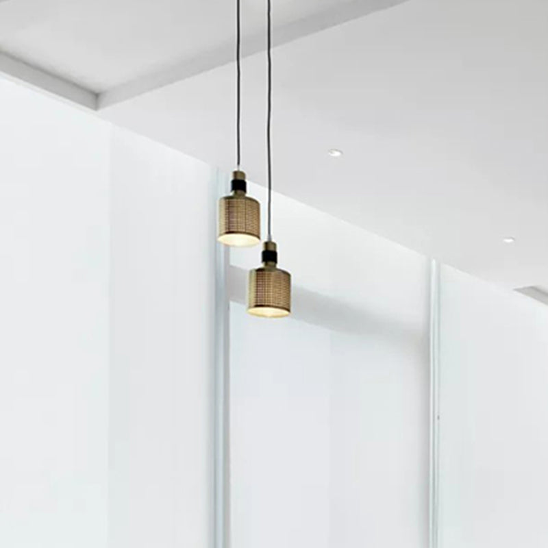 Suspension cylindrique contemporaine noire et dorée - Lampe suspendue moderne
