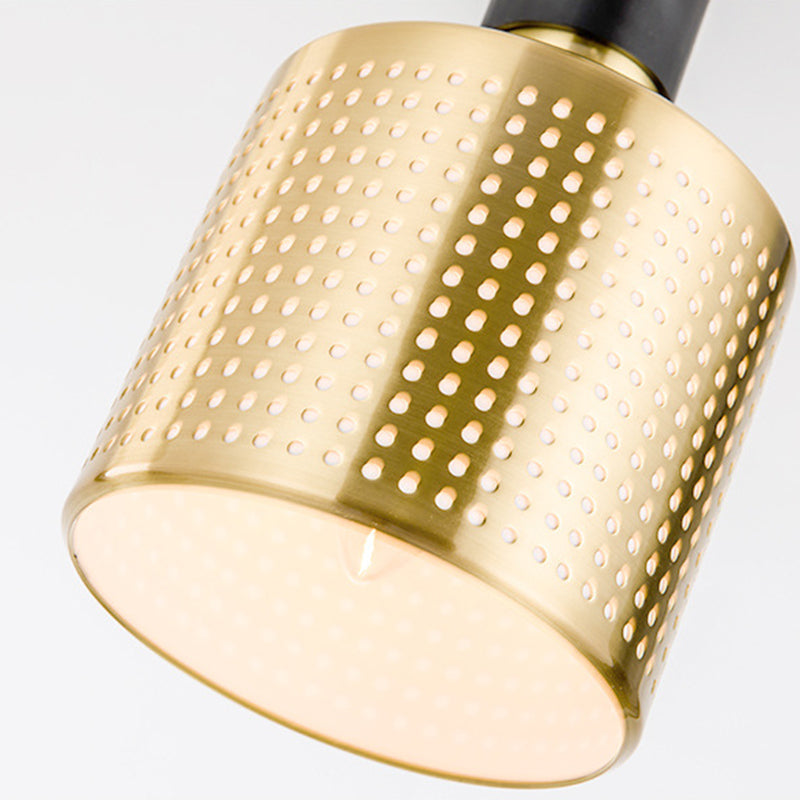 Suspension cylindrique contemporaine noire et dorée - Lampe suspendue moderne
