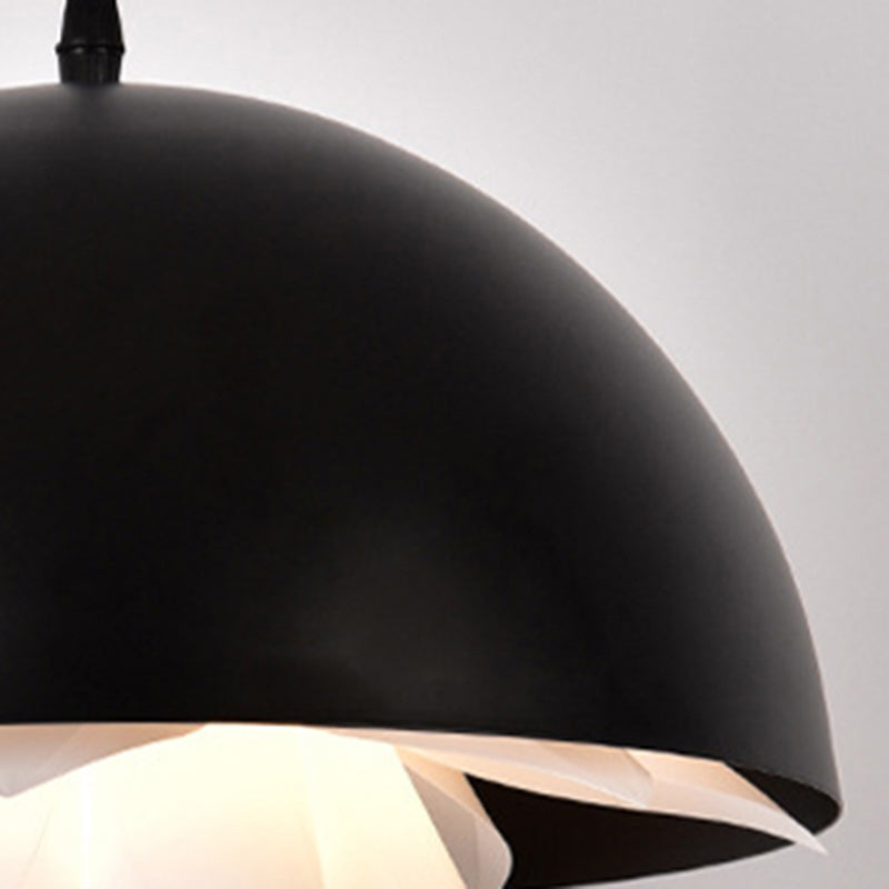 Modern Black Hanging Lamp - 1 Light Down Lighting with Metal Shade for Dining Room