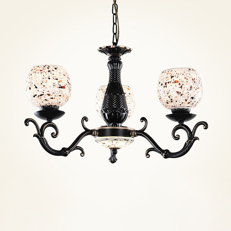 Lustre méditerranéen en vitrail arqué - 4/6/9 lumières, finition noire