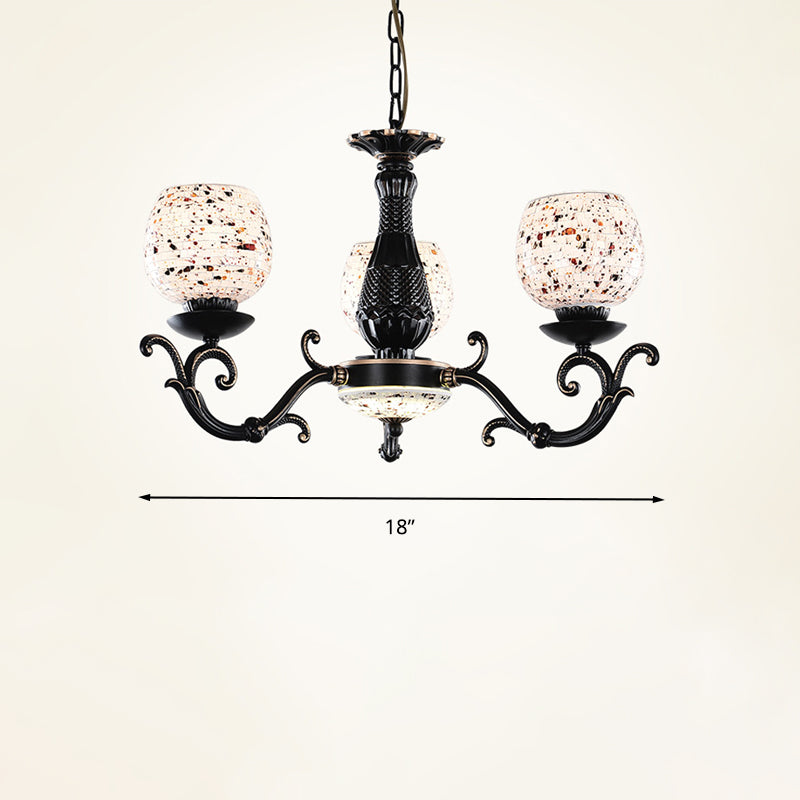 Lustre méditerranéen en vitrail arqué - 4/6/9 lumières, finition noire