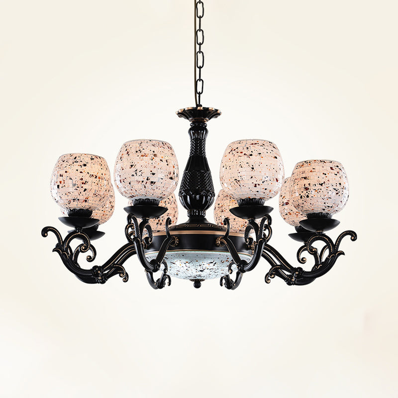 Lustre méditerranéen en vitrail arqué - 4/6/9 lumières, finition noire