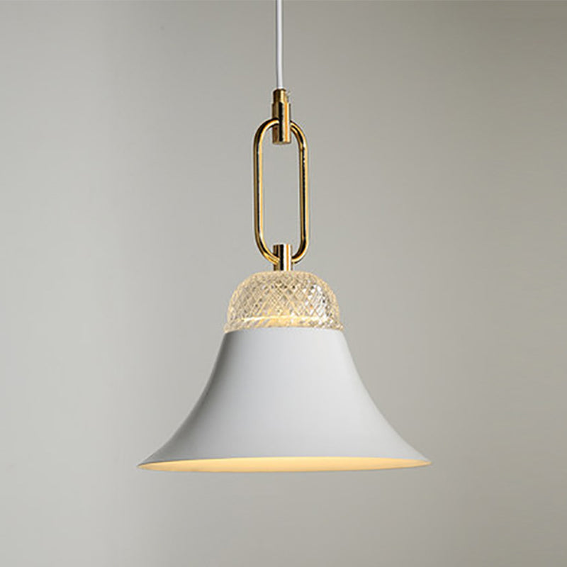 Contemporary Metal Bell Pendant Light: Down Lighting 1-Light White - Ideal For Dining Room Ceiling