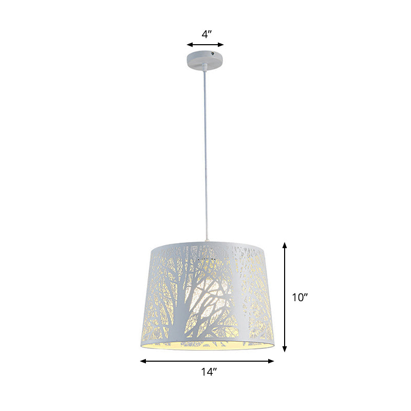 Sleek White Drum Pendant Metal Light Kit: Ideal For Dining Room Suspended Lighting