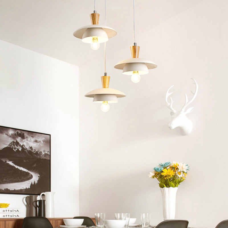 Modern Metal Domed Pendant Light with 1 Light - White, for Dining Room
