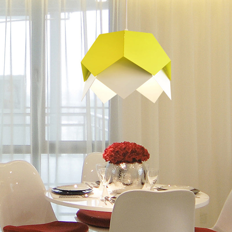 Modern Geometric Metal Ceiling Light with Colorful Hanging Pendant for Dining Room