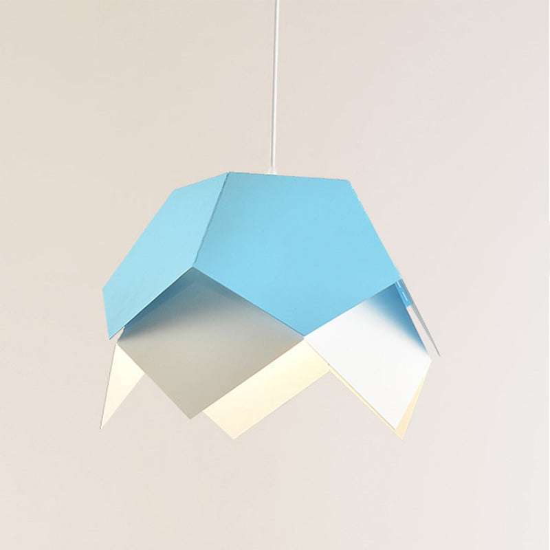 Modern Geometric Metal Ceiling Light with Colorful Hanging Pendant for Dining Room