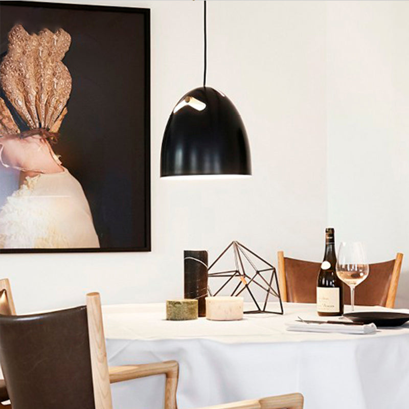 Dome Metal Pendant Lamp - Modern 1 Head Black Hanging Light Fixture For Restaurants