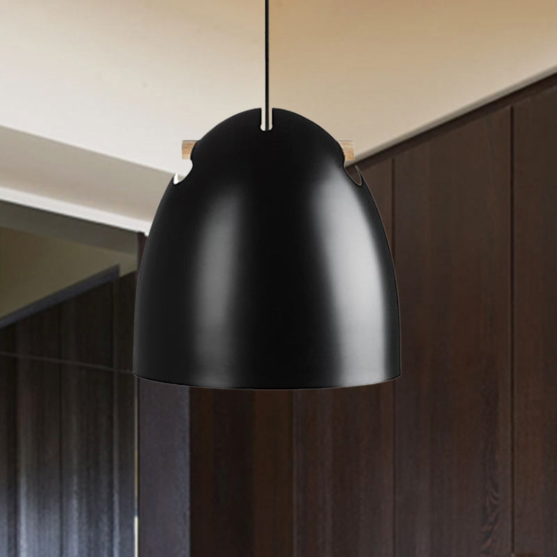 Dome Metal Pendant Lamp - Modern 1 Head Black Hanging Light Fixture For Restaurants
