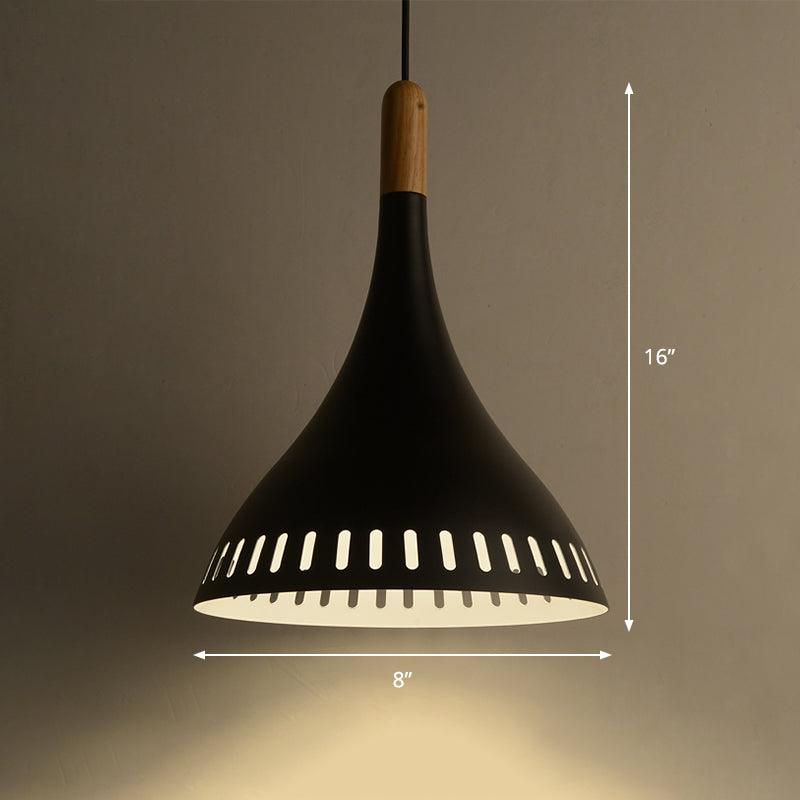 Contemporary Conical Metal Pendant Light - 1 Light, Black - 8"/12" Wide - Ideal for Dining Room