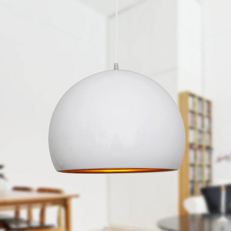 Modernist Metal Globe Down Lighting Ceiling Suspension Lamp, 1 Head, 10"/14" Wide - Black/White
