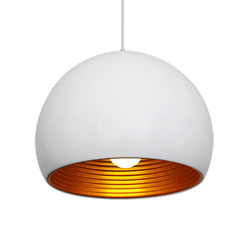 Modernist Metal Globe Down Lighting Ceiling Suspension Lamp, 1 Head, 10"/14" Wide - Black/White