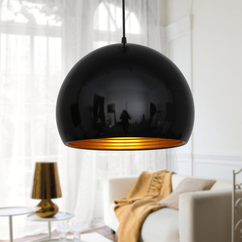 Modernist Metal Globe Down Lighting Ceiling Suspension Lamp, 1 Head, 10"/14" Wide - Black/White
