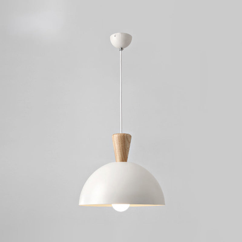 Modern Domed Drop Pendant Ceiling Light in White/Pink Metal, 1 Light - Ideal for Dining Rooms