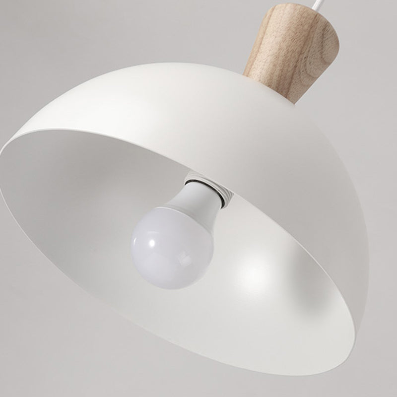 Modern Domed Drop Pendant Ceiling Light in White/Pink Metal, 1 Light - Ideal for Dining Rooms