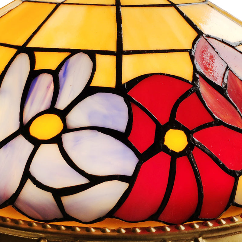 LED Stained Glass Flower Flush Mount Ceiling Light in Brass - Multiple Sizes Available