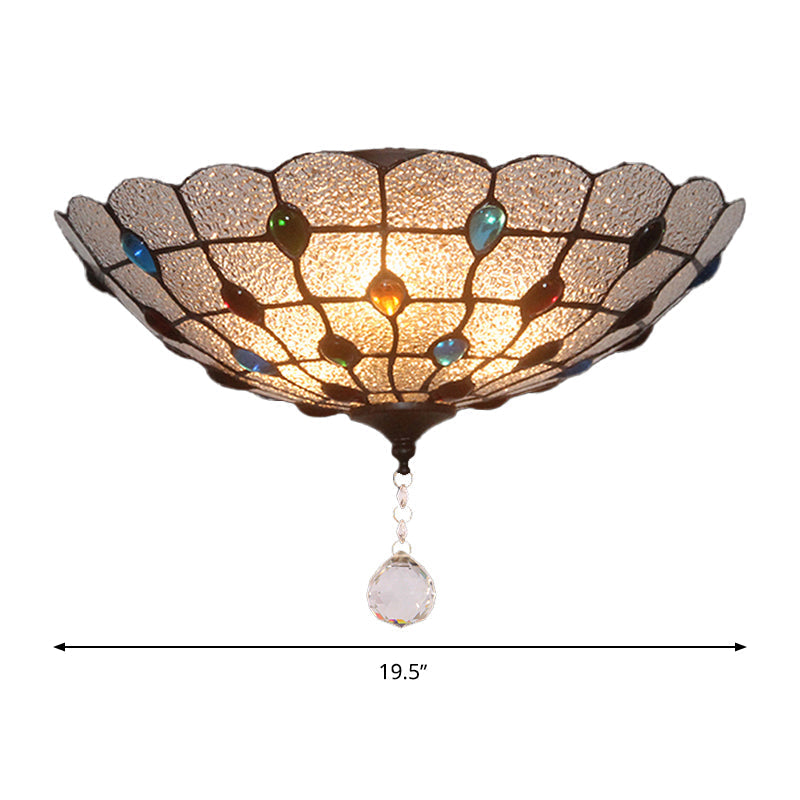 Clear Bubble Glass Flush Mount Tiffany Ceiling Lighting – Jeweled, 2/3/4 Lights, Ideal for Dining Room, Sizes: 12"/16"/19.5" Wide