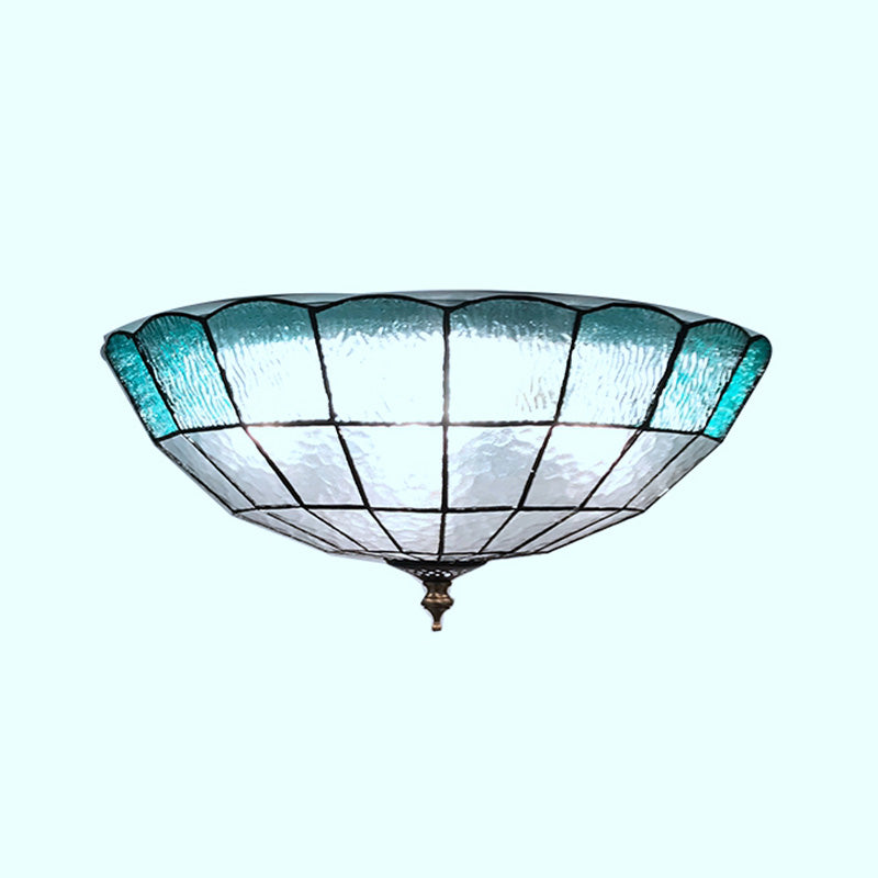Baroque Blue Glass Ceiling Flush Mount Lighting Fixture - 2/3/4 Lights - 12"/16"/19.5" Wide