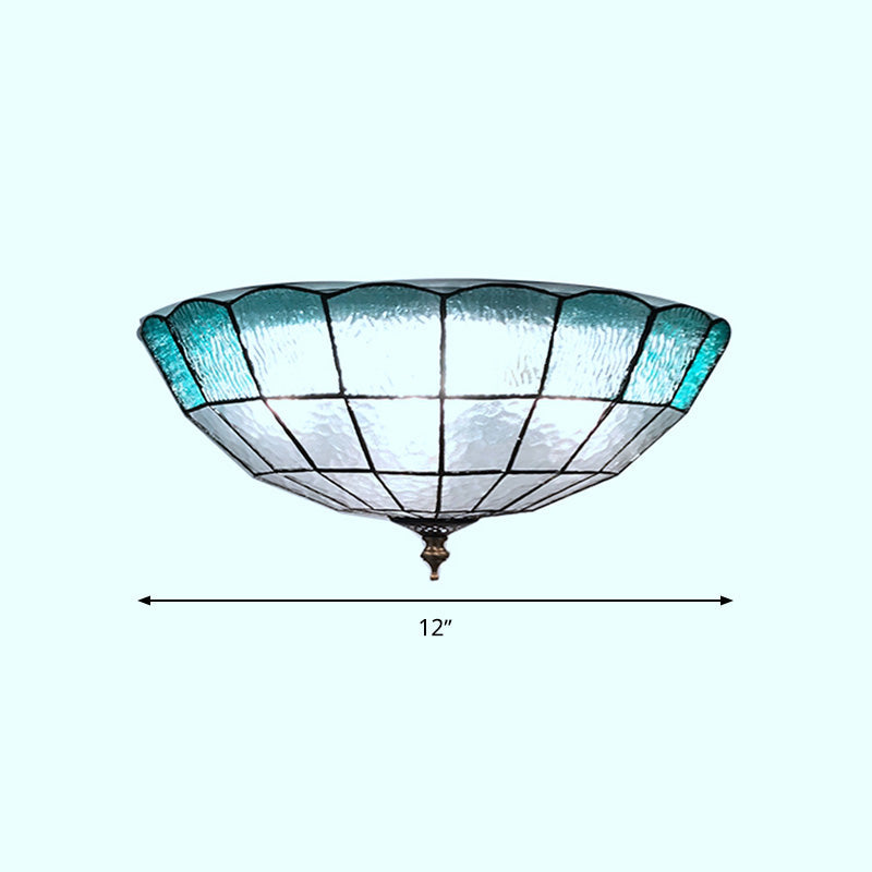 Baroque Blue Glass Ceiling Flush Mount Lighting Fixture - 2/3/4 Lights - 12"/16"/19.5" Wide