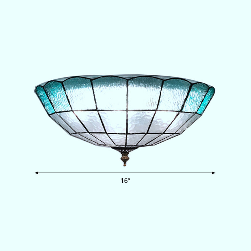 Baroque Blue Glass Ceiling Flush Mount Lighting Fixture - 2/3/4 Lights - 12"/16"/19.5" Wide