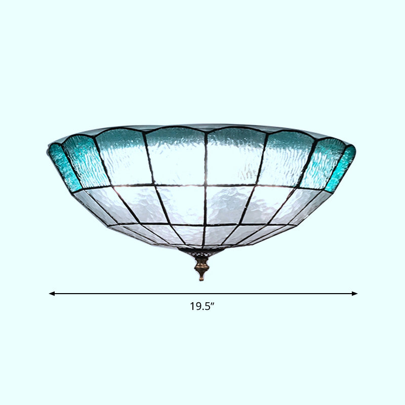 Baroque Blue Glass Ceiling Flush Mount Lighting Fixture - 2/3/4 Lights - 12"/16"/19.5" Wide