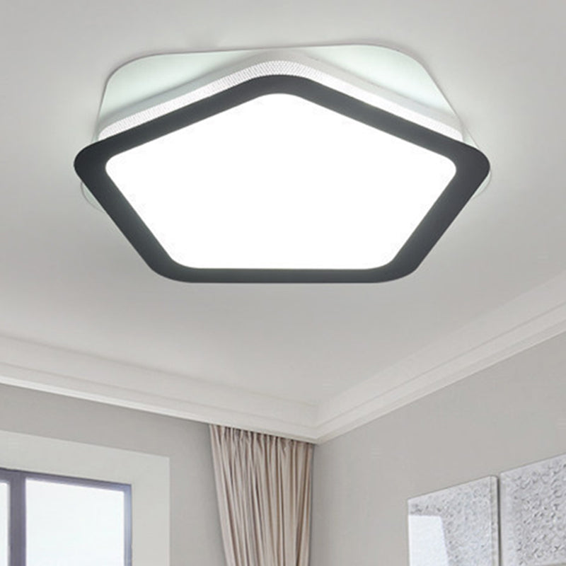 Modern Acrylic LED Pentagon Flush Light for Bedroom - White or Warm Light Options