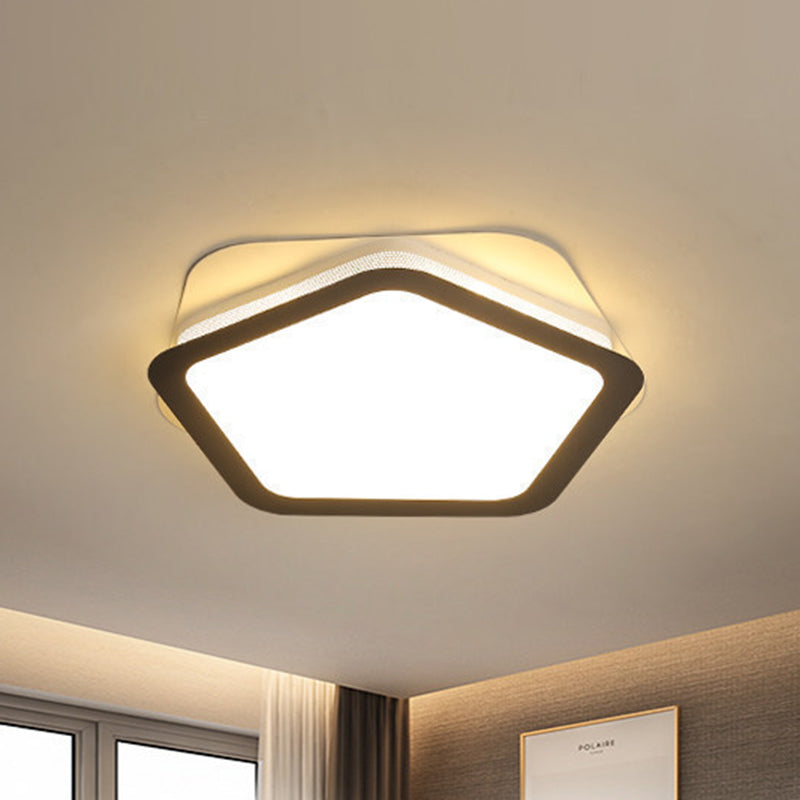 Modern Acrylic LED Pentagon Flush Light for Bedroom - White or Warm Light Options