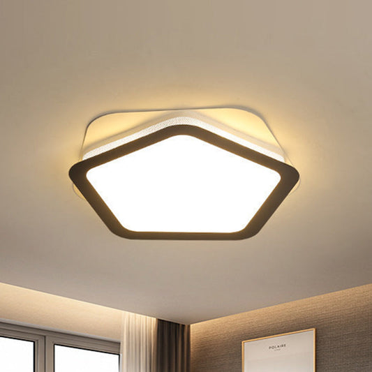 Modern Acrylic LED Pentagon Flush Light for Bedroom - White or Warm Light Options