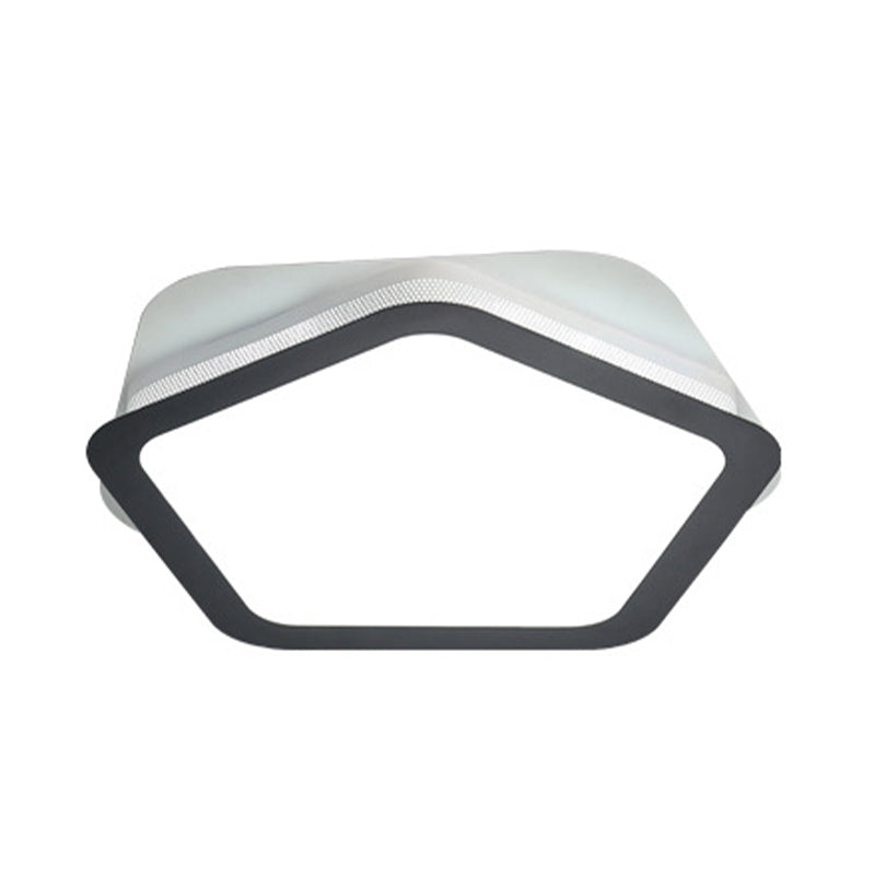 Modern Acrylic LED Pentagon Flush Light for Bedroom - White or Warm Light Options