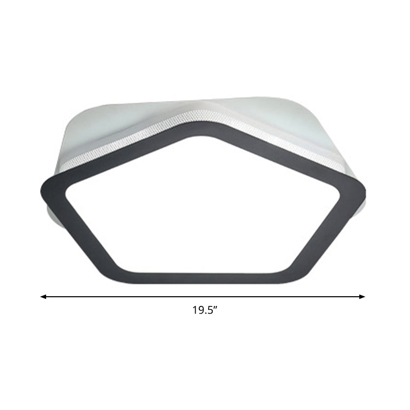 Modern Acrylic LED Pentagon Flush Light for Bedroom - White or Warm Light Options