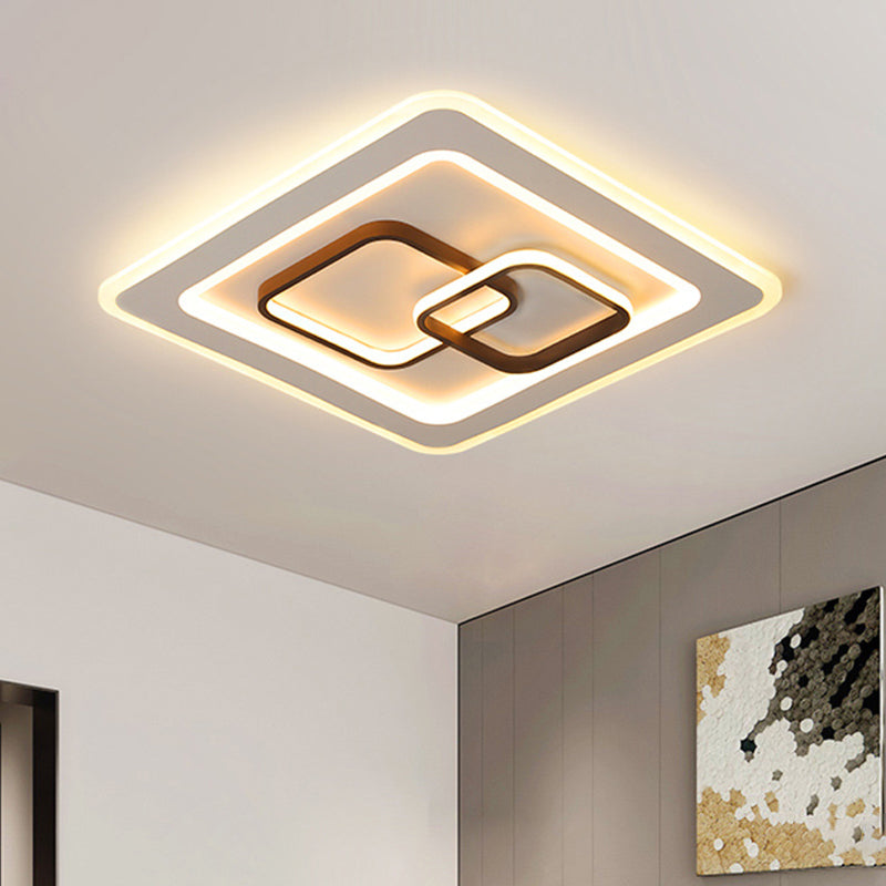 Lampe de chambre à coucher contemporaine à LED encastrable en blanc - Design carré en acrylique