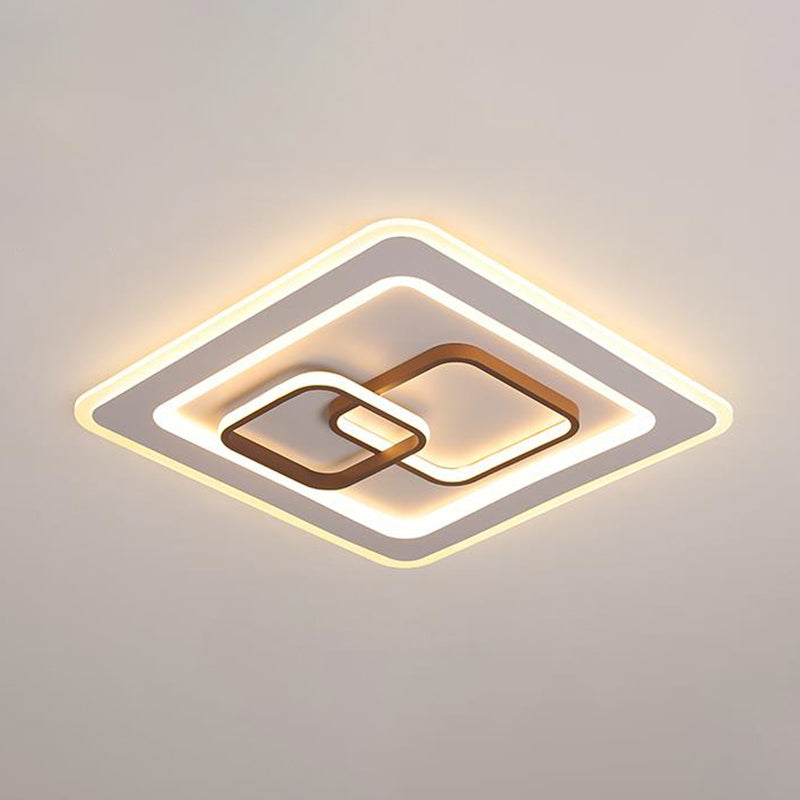 Lampe de chambre à coucher contemporaine à LED encastrable en blanc - Design carré en acrylique