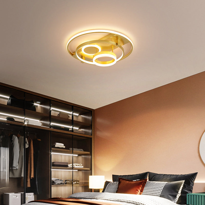 Contemporary LED Flush Mount Ceiling Light with Acrylic Cover - Gold Finish (18"/21.5" Width)