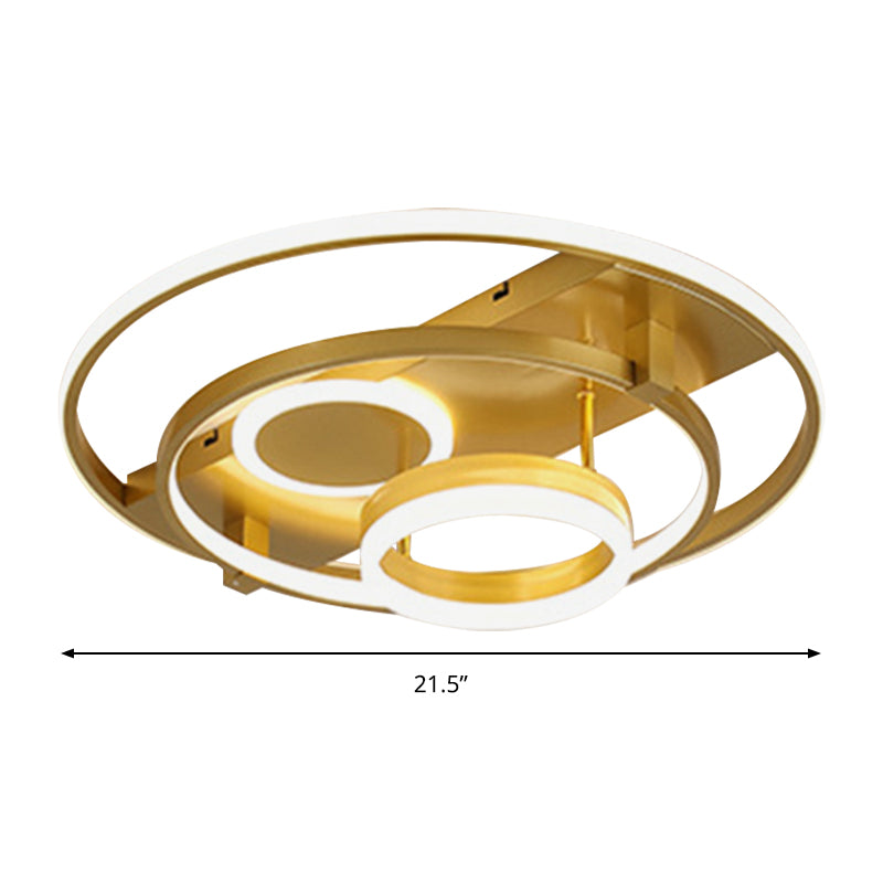 Contemporary LED Flush Mount Ceiling Light with Acrylic Cover - Gold Finish (18"/21.5" Width)