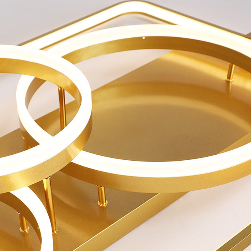 Gold LED Flush Mount Ceiling Light - Minimalist Square Acrylic Design, 18"/21.5" Wide for Bedroom