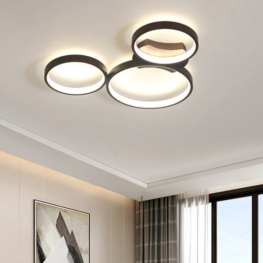 Minimalistic Black Acrylic Circle Flush Mount Ceiling Light with 3 Lights