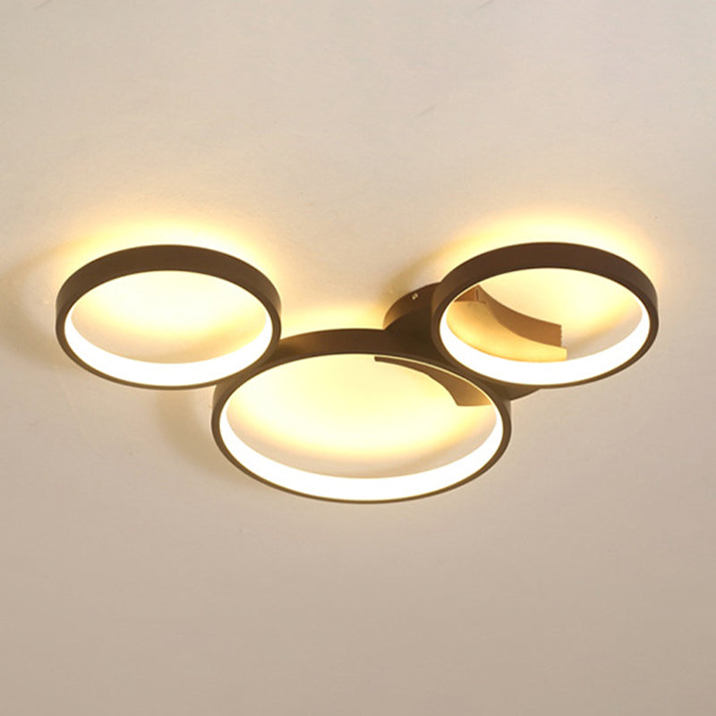 Minimalistic Black Acrylic Circle Flush Mount Ceiling Light with 3 Lights