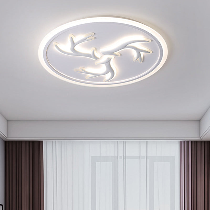 Minimalist LED White Flushmount Light Fixture for Living Room