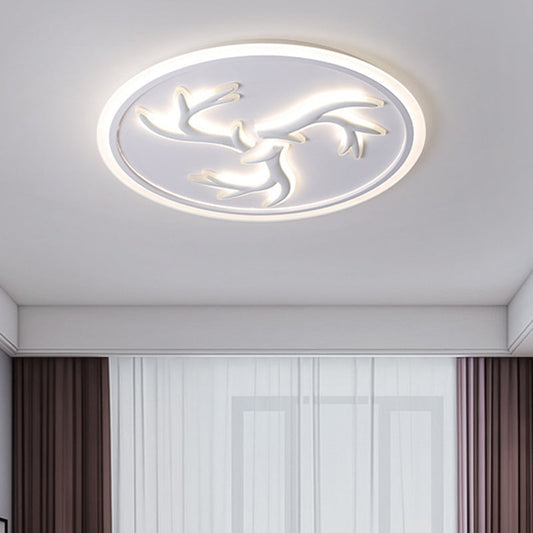 Minimalist LED White Flushmount Light Fixture for Living Room
