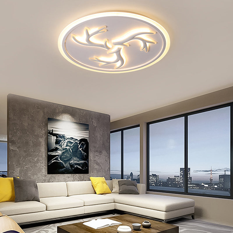 Minimalist LED White Flushmount Light Fixture for Living Room