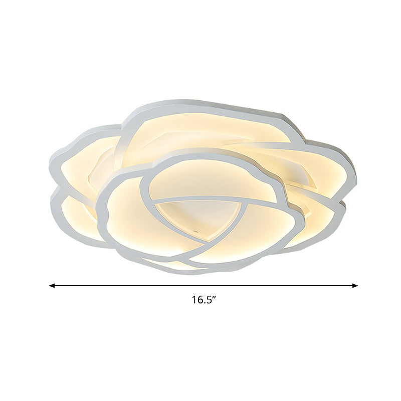 16.5"/20.5" Acrylic Flush Mount LED Flower Ceiling Lamp - Modern Style, White/Warm Light