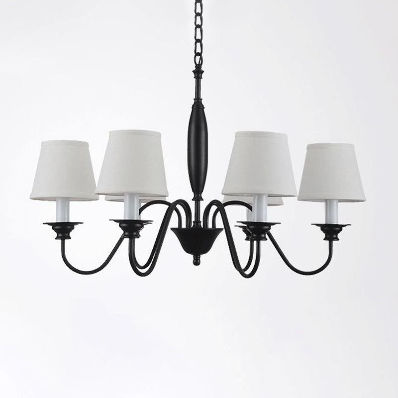 Lustre blanc moderne avec suspension en tissu à 6 lumières - Parfait pour la salle à manger