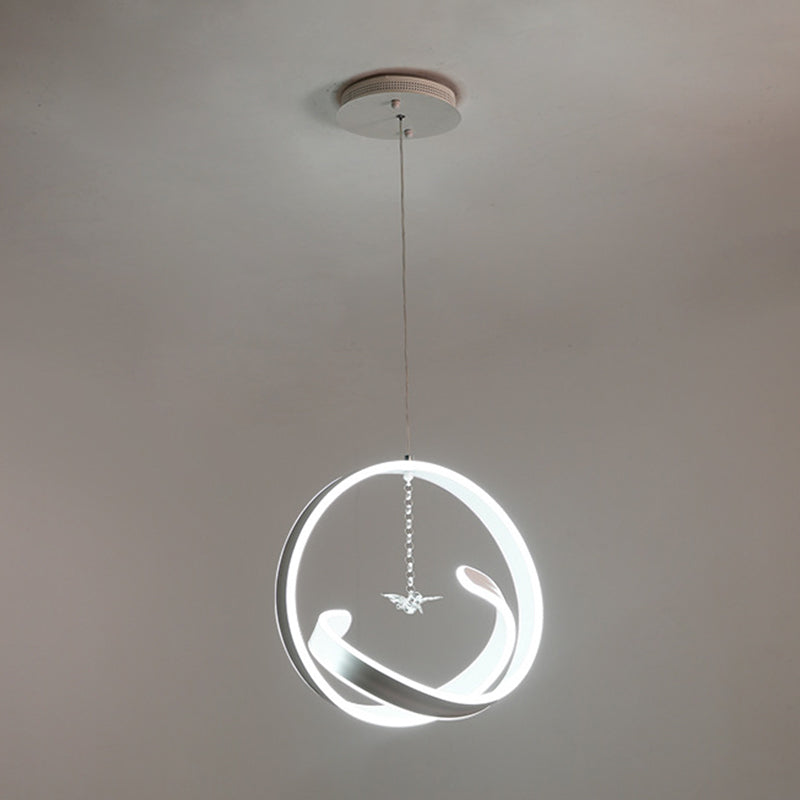 Lustre à LED suspendu minimaliste à torsion - Acrylique de style simple, lumière chaude/blanche